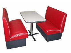 Set Diner US Soda Fountain , table x 2 banquettes .