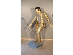Statue Elvis Gold Avec Son Micro 