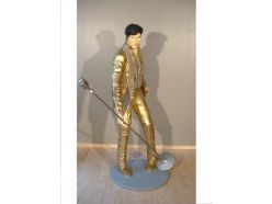 Statue Elvis Gold Avec Son Micro 