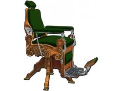 Plaque en métal fauteuil de barbier vert .